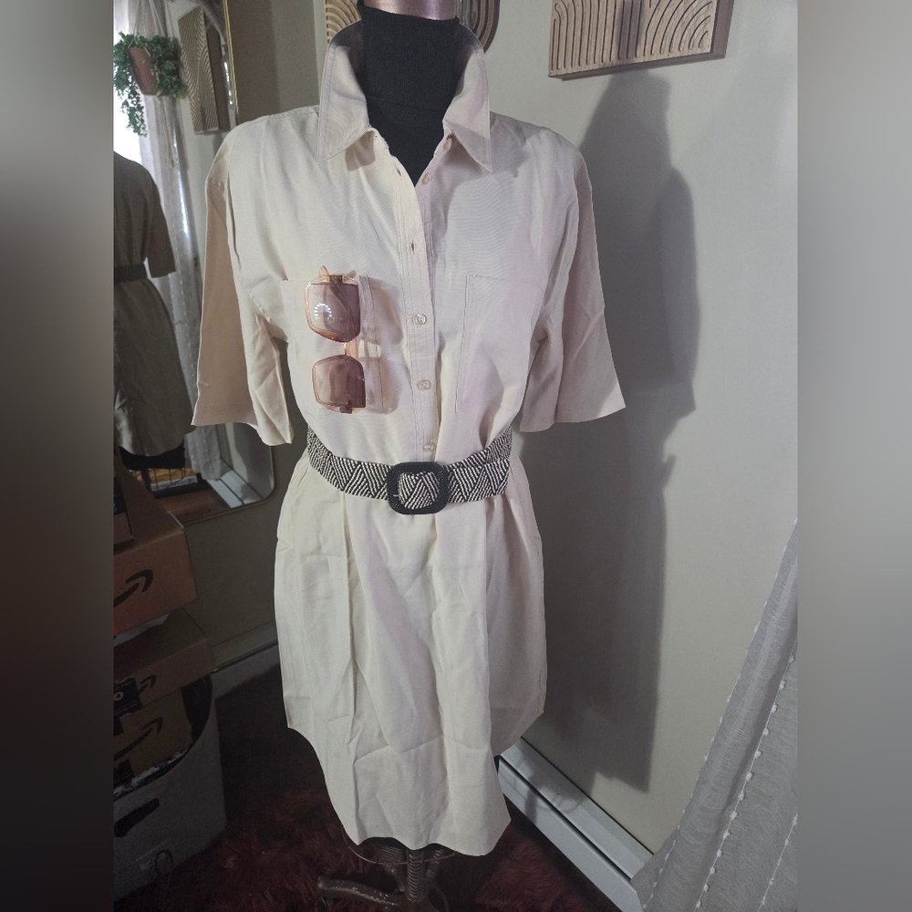 Nordstrom Cream Shirt Dress Large